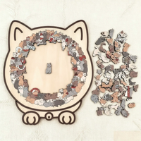 135-Piece Morandi-Colored Cat Shaped Wooden Jigsaw Puzzle