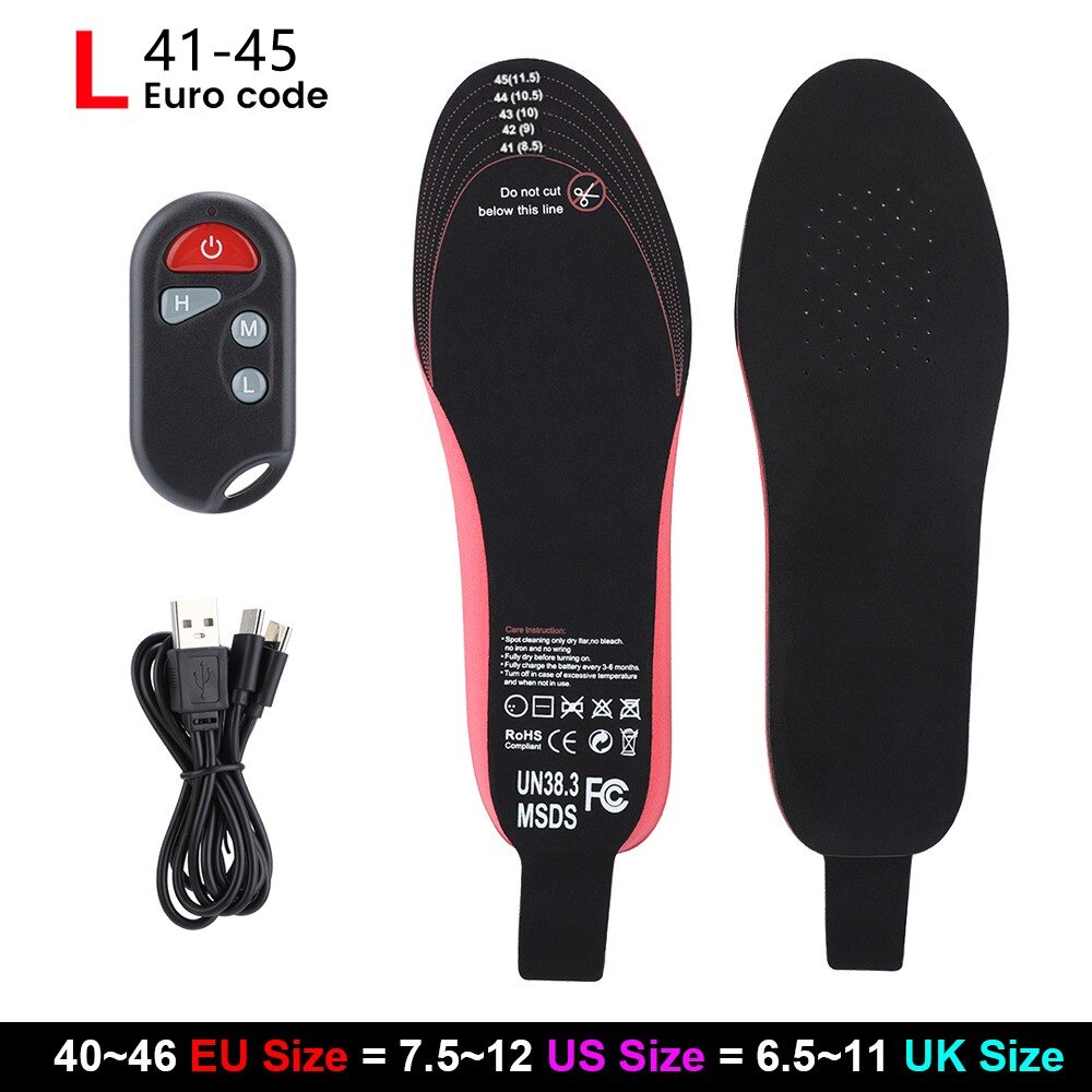 Electric Heated Insoles with USB Recharge & Remote Control