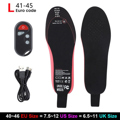 Electric Heated Insoles with USB Recharge & Remote Control