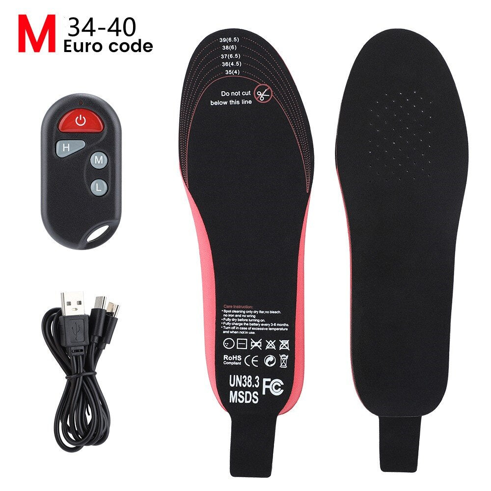 Electric Heated Insoles with USB Recharge & Remote Control