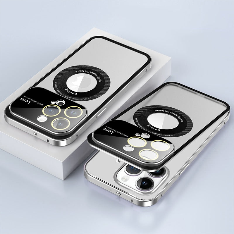 Transparent Metal Frame Snapped Button Lock For iPhone Case