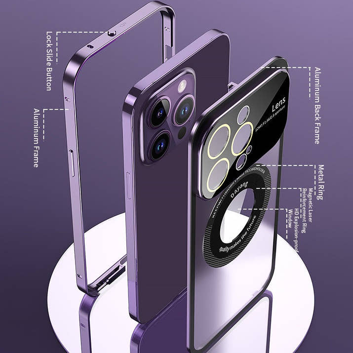 Transparent Metal Frame Snapped Button Lock For iPhone Case