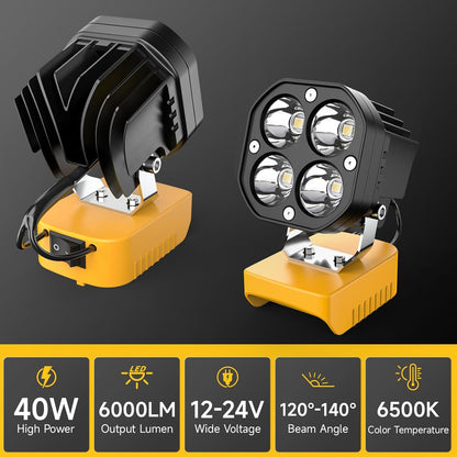 LED-Arbeitsleuchte kompatibel mit Milwaukee 18V-Akku/Dewalt 18V- und 20V-Akku