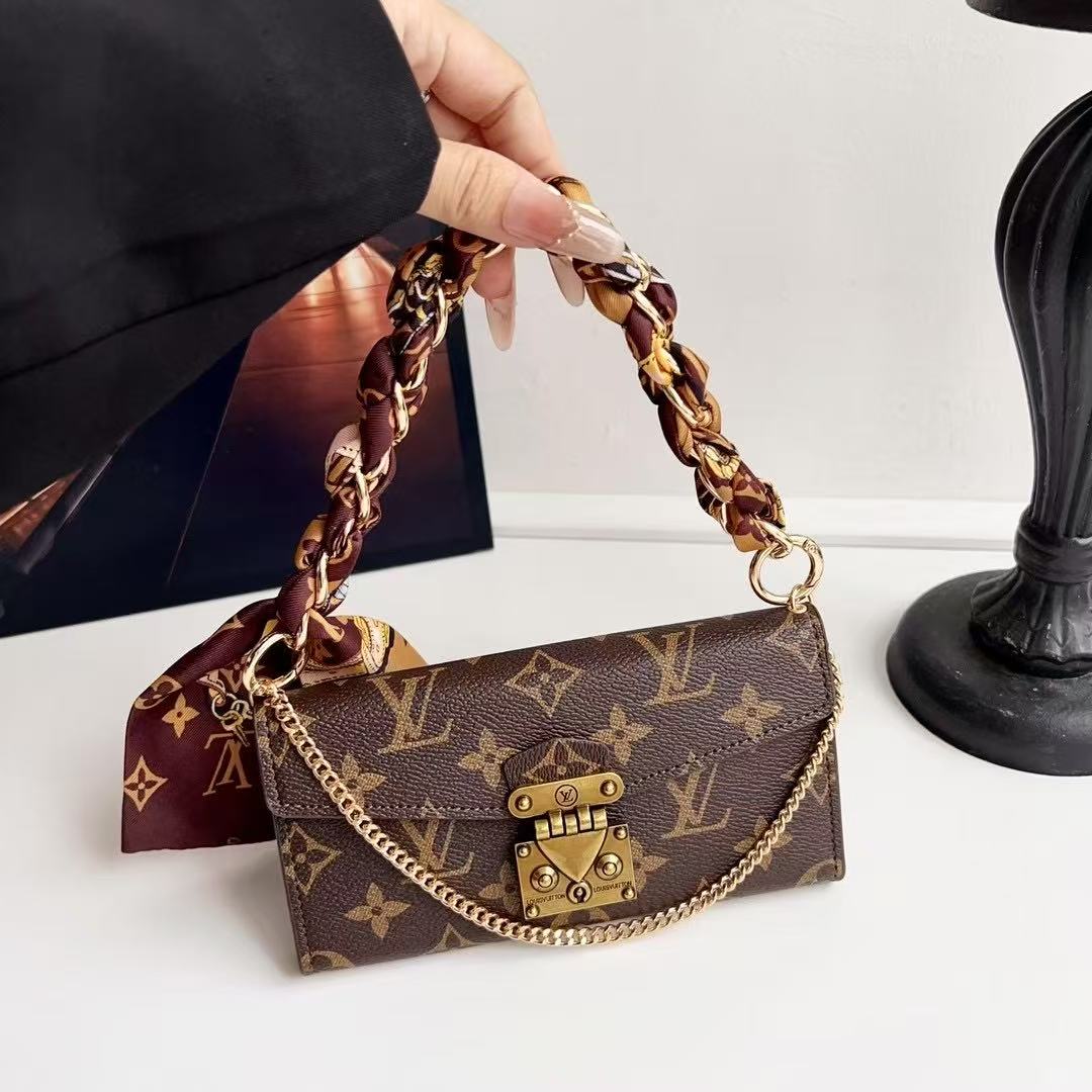 Letter Holster Scarf Chain Wallet Case For iPhone & Samsung S23 Utra / S24 Ultra / S25 Ultra