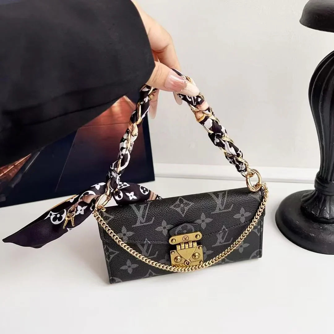 Letter Holster Scarf Chain Wallet Case For iPhone & Samsung S23 Utra / S24 Ultra / S25 Ultra