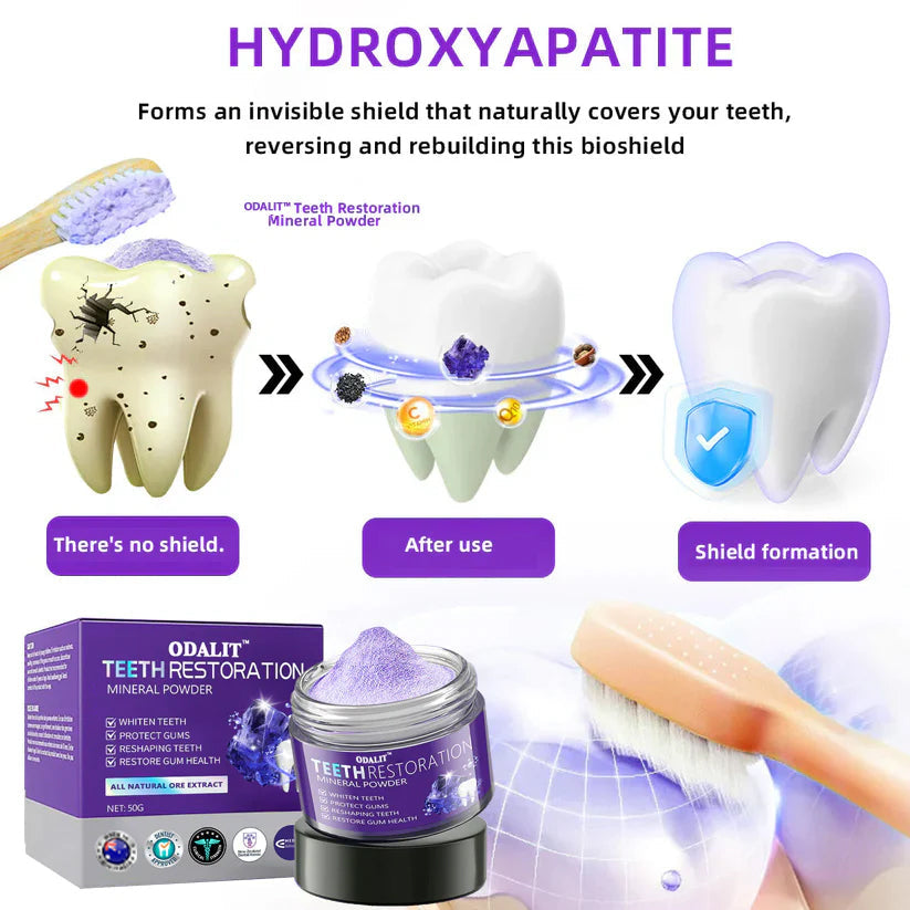Polvo Mineral ODALIT™ para Restauración Dental 🦷 (Recomendado por TGA) (Trata la periodontitis y las úlceras bucales, previene la pérdida de dientes y repara la retracción de las encías)