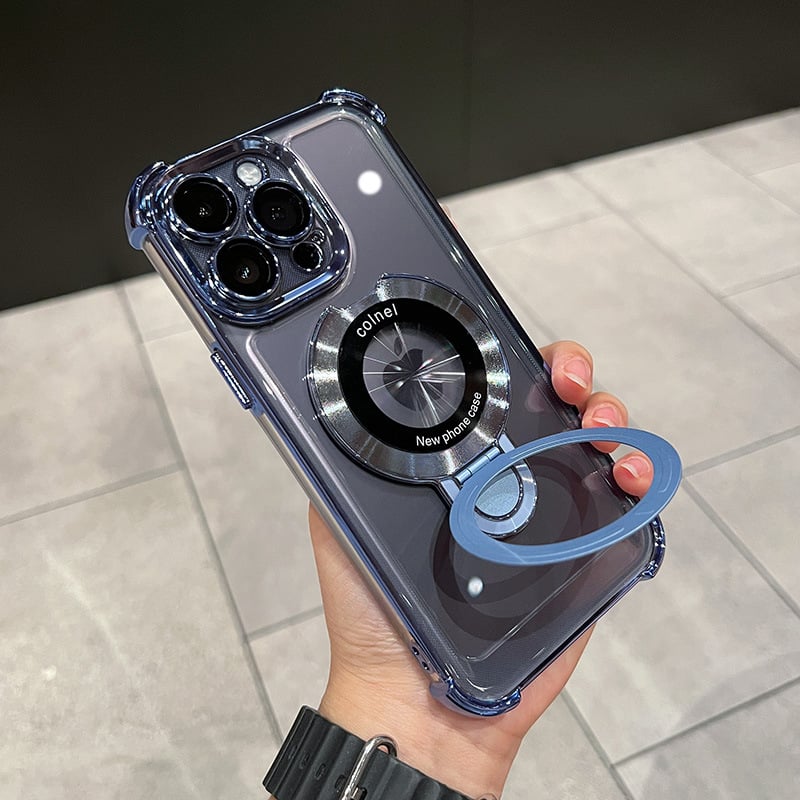 Four Corners Air Cushion Anti-fall Case for iPhone with Invisible Ring Stand