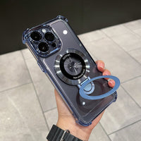 New In Phone Case for iPhone 17 Series - Four Corners Air Cushion Anti-fall Case for iPhone with Invisible Ring Stand