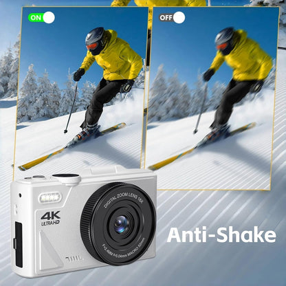 UHD 4K 64MP, Digital Camera with Flip Screen LCD