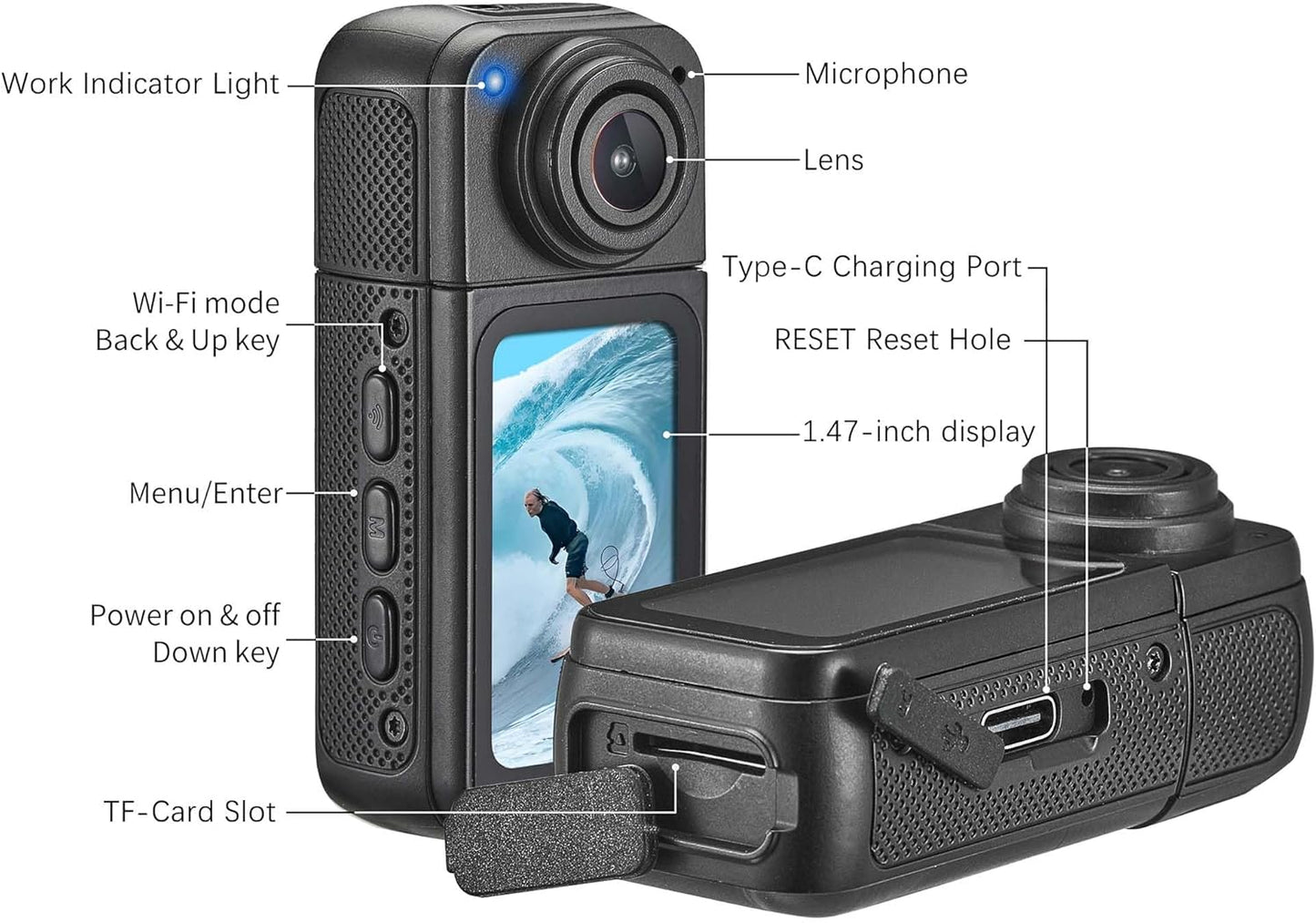 Ultra HD Thumb Action Camera | Wi-Fi App Control | Wide-Angle Sports & Travel Camera