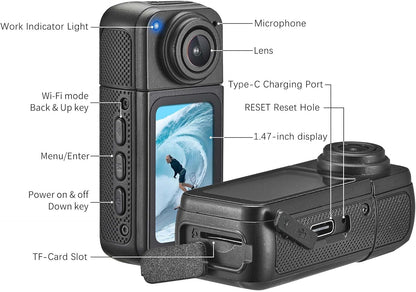 Ultra HD Thumb Action Camera | Wi-Fi App Control | Wide-Angle Sports & Travel Camera