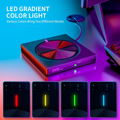 External USB-C 3.0 DVD/CD Drive – with SD/TF Card Reader & 2 USB Hub Ports for Mac, Windows, Linux