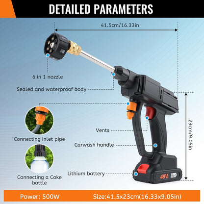 Pistola de agua portátil sin cable de alta presión