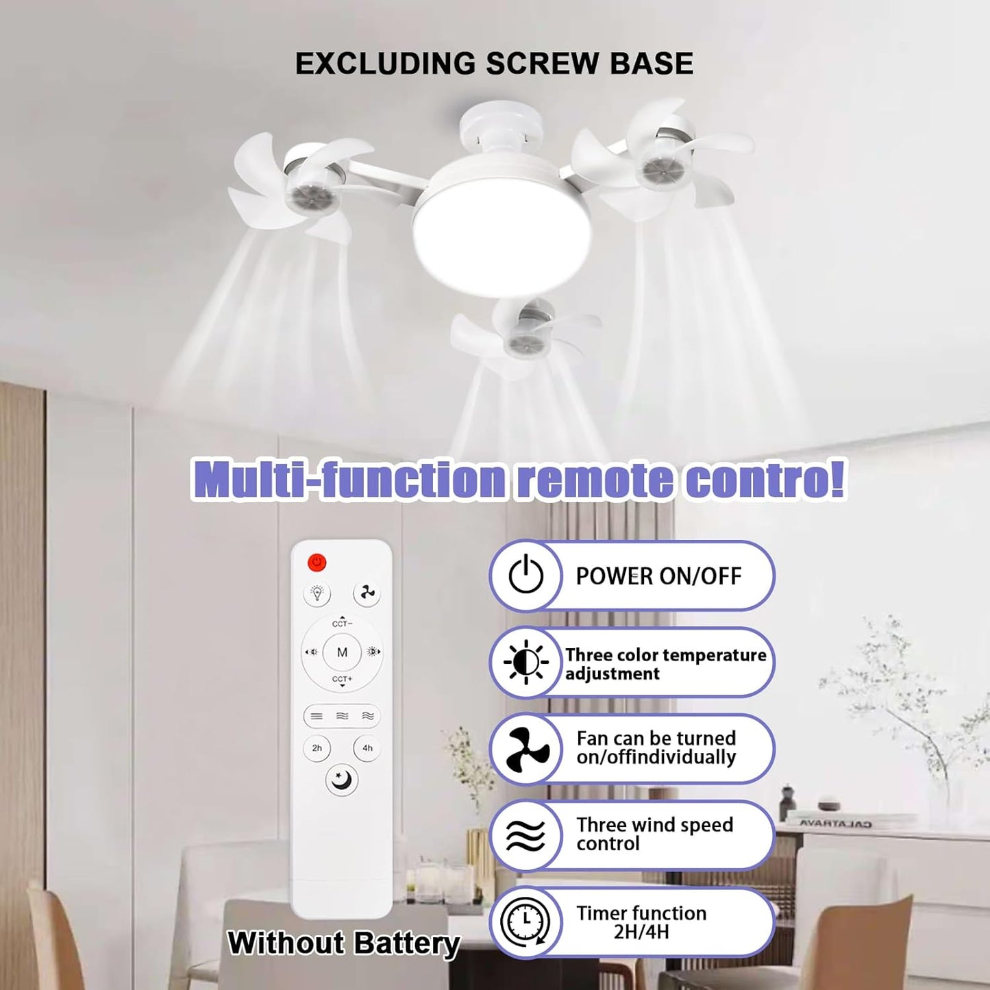 Socket Fan Light with Remote