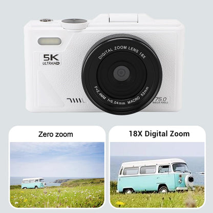 5K 75MP, Digital Camera with Flip Screen LCD