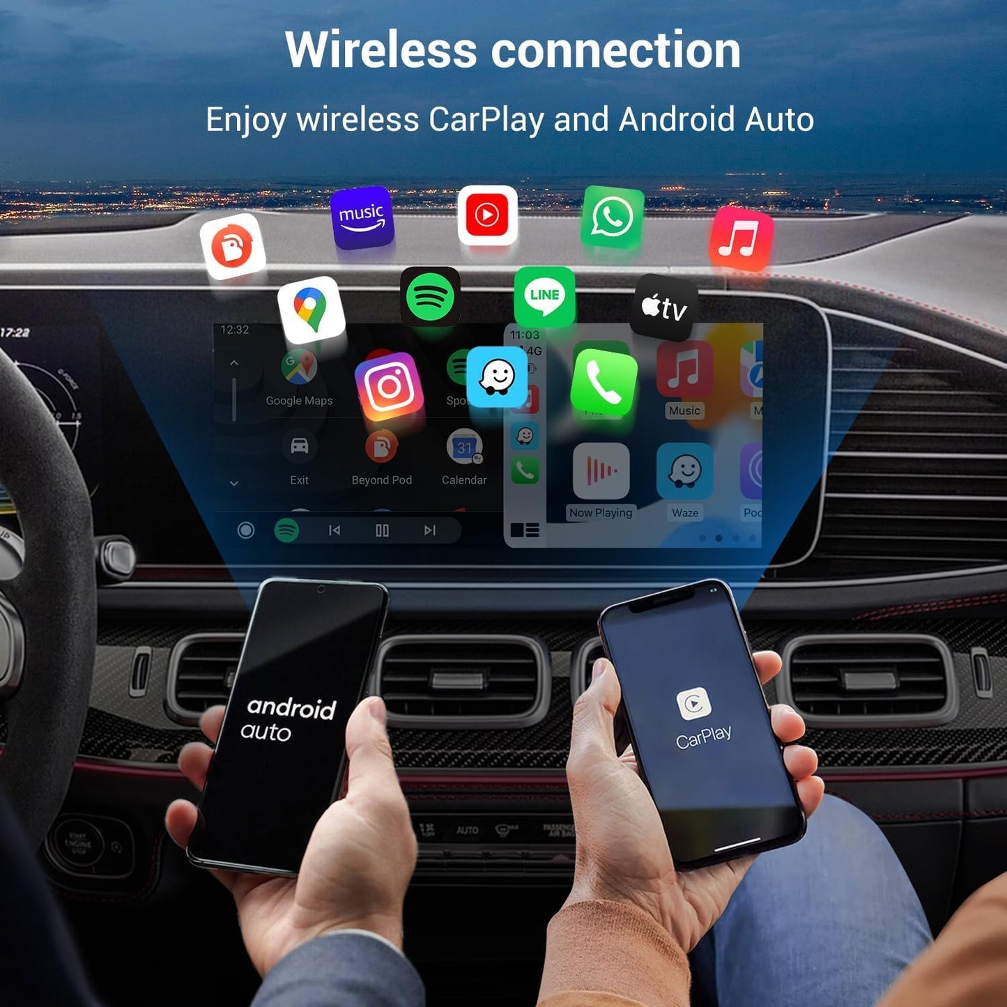【NEW】2025 Upgraded Car TV-HDMI Multimedia Wireless CarPlay/Android Auto Adapter