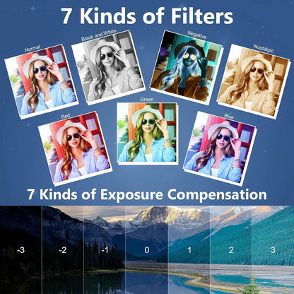 UHD 4K 64MP, Digital Camera with Flip Screen LCD