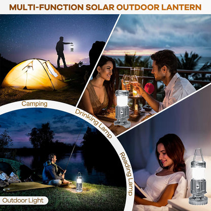 Portable Solar Camping Lantern with Fan & Rechargeable Battery