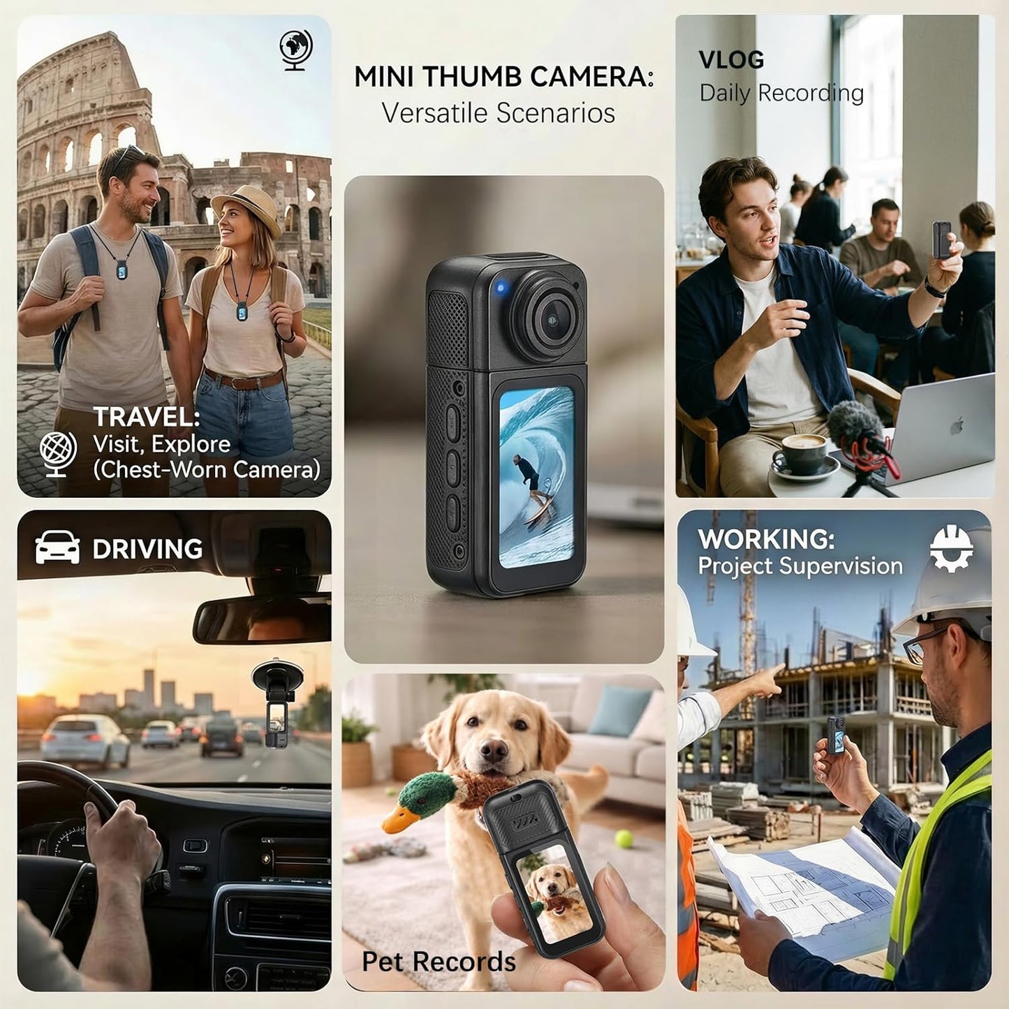 Ultra HD Thumb Action Camera | Wi-Fi App Control | Wide-Angle Sports & Travel Camera