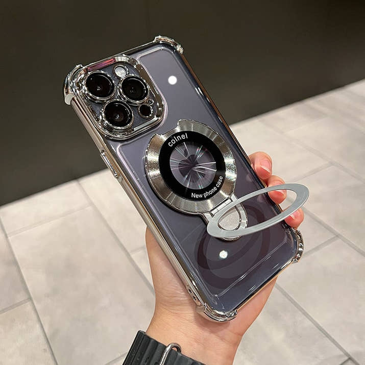 New In Phone Case for iPhone 17 Series - Four Corners Air Cushion Anti-fall Case for iPhone with Invisible Ring Stand