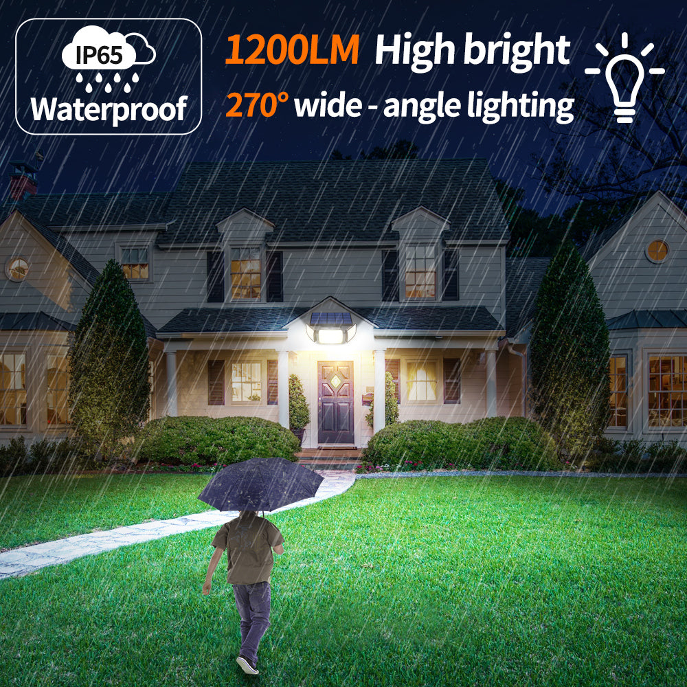 Zaho® 3-Head Outdoor Solar Motion Sensor Light with Remote Control