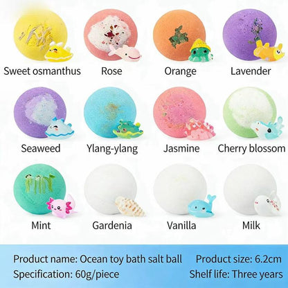 🛁 Natural Bath Bombs for Kids with Mega Bubbles & Surprise Inside 🥚✨12 pcs[1 Box]