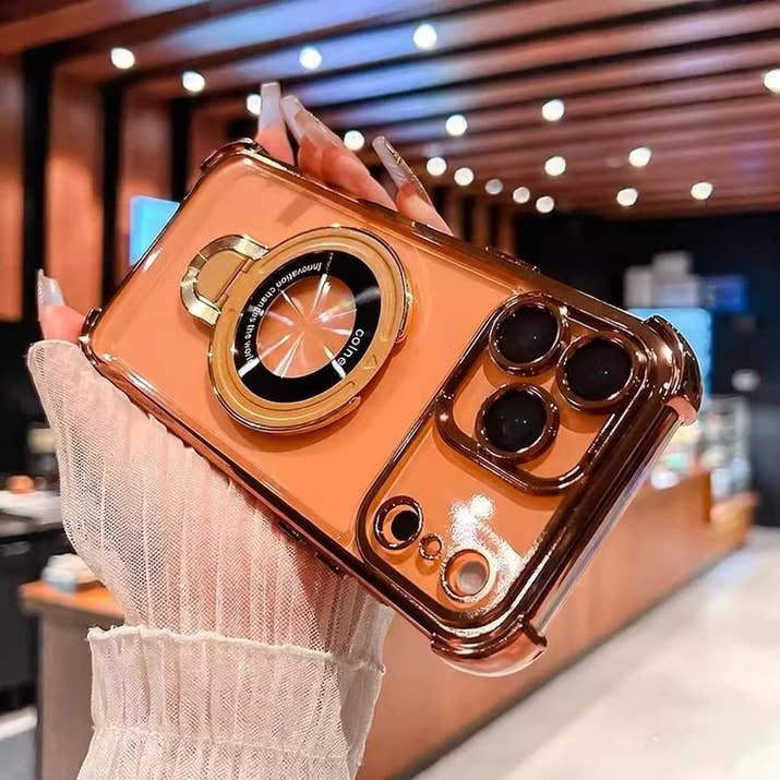New In Phone Case for iPhone 17 Series - Four Corners Air Cushion Anti-fall Case for iPhone with Invisible Ring Stand