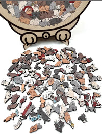 135-Piece Morandi-Colored Cat Shaped Wooden Jigsaw Puzzle