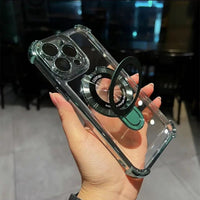 New In Phone Case for iPhone 17 Series - Four Corners Air Cushion Anti-fall Case for iPhone with Invisible Ring Stand