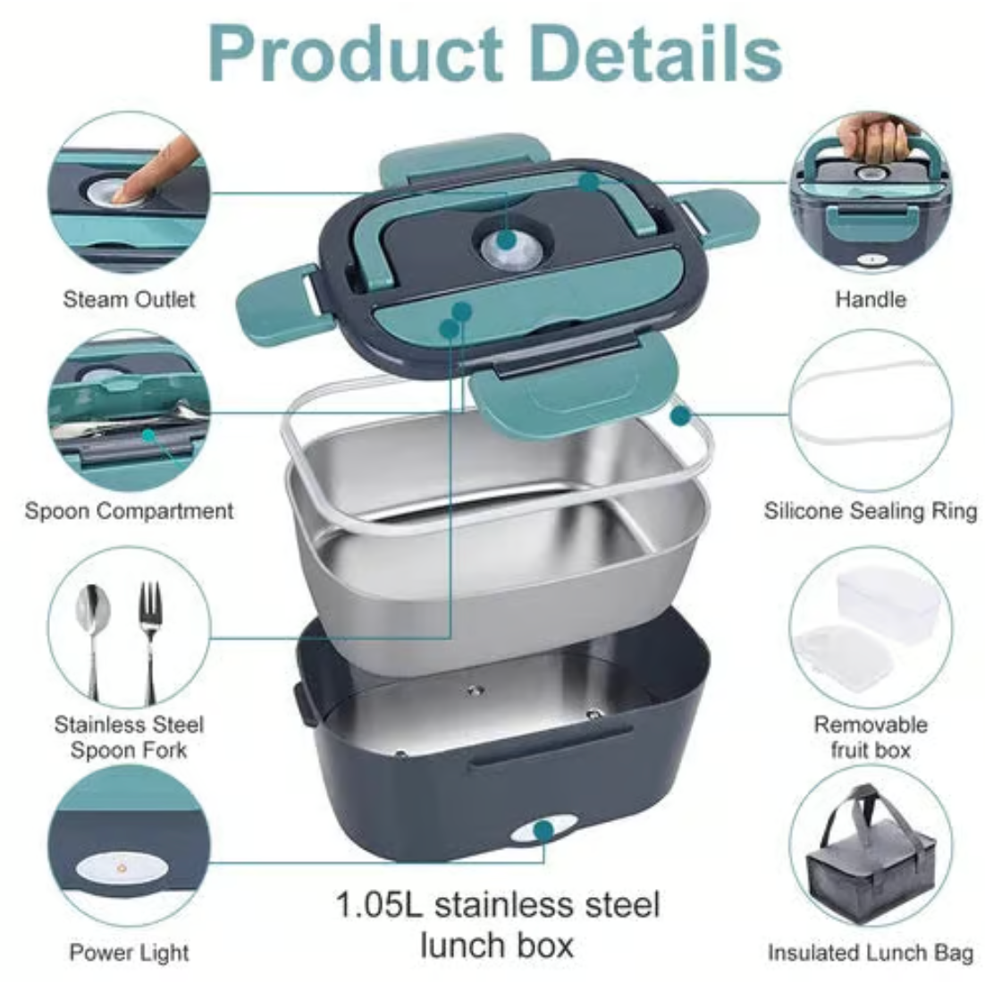 Insulated Portable Heated Lunch Box