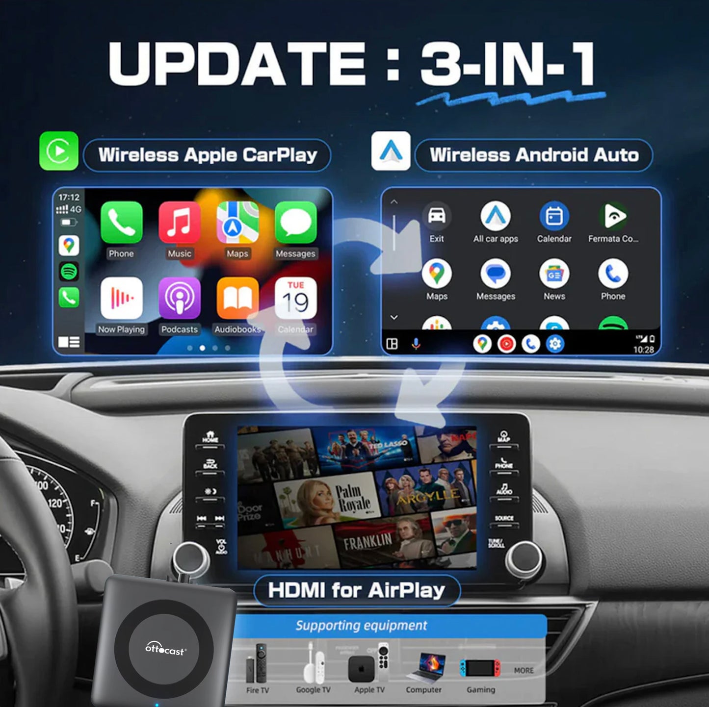 【NEW】2025 Upgraded Car TV-HDMI Multimedia Wireless CarPlay/Android Auto Adapter