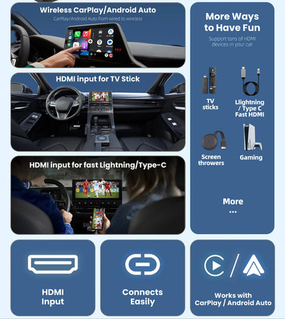 【NEW】2025 Upgraded Car TV-HDMI Multimedia Wireless CarPlay/Android Auto Adapter