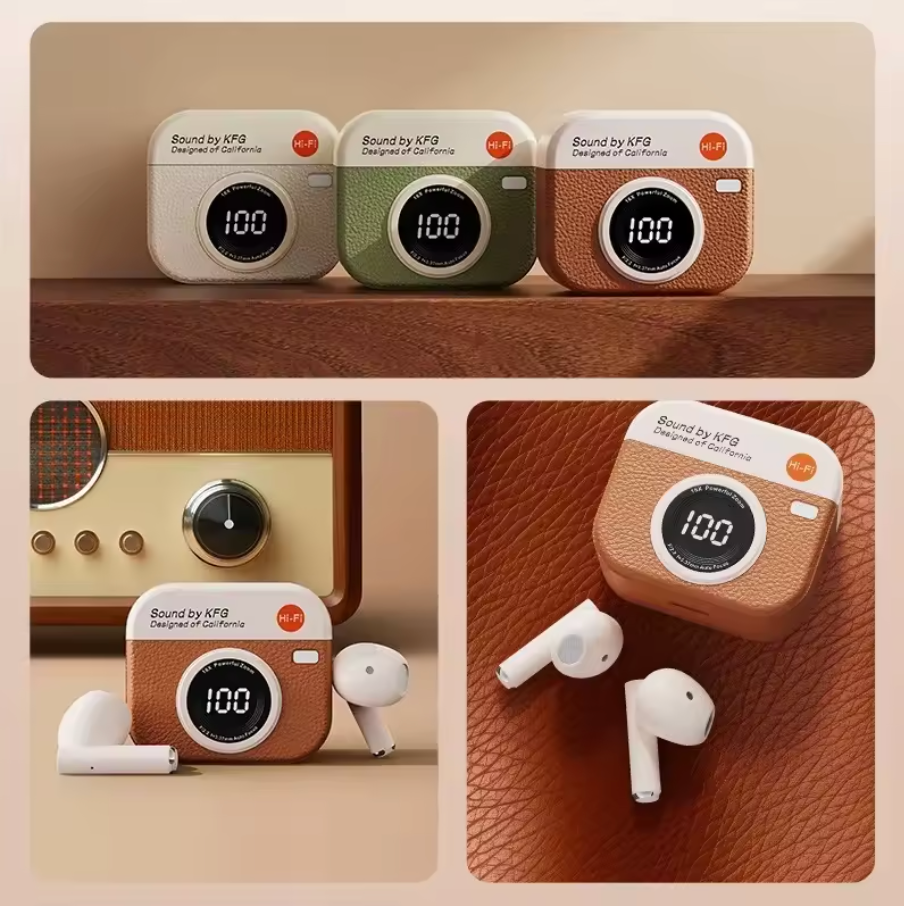 Retro Camera Style Headset - Bluetooth 5.4 - Noise Cancelling