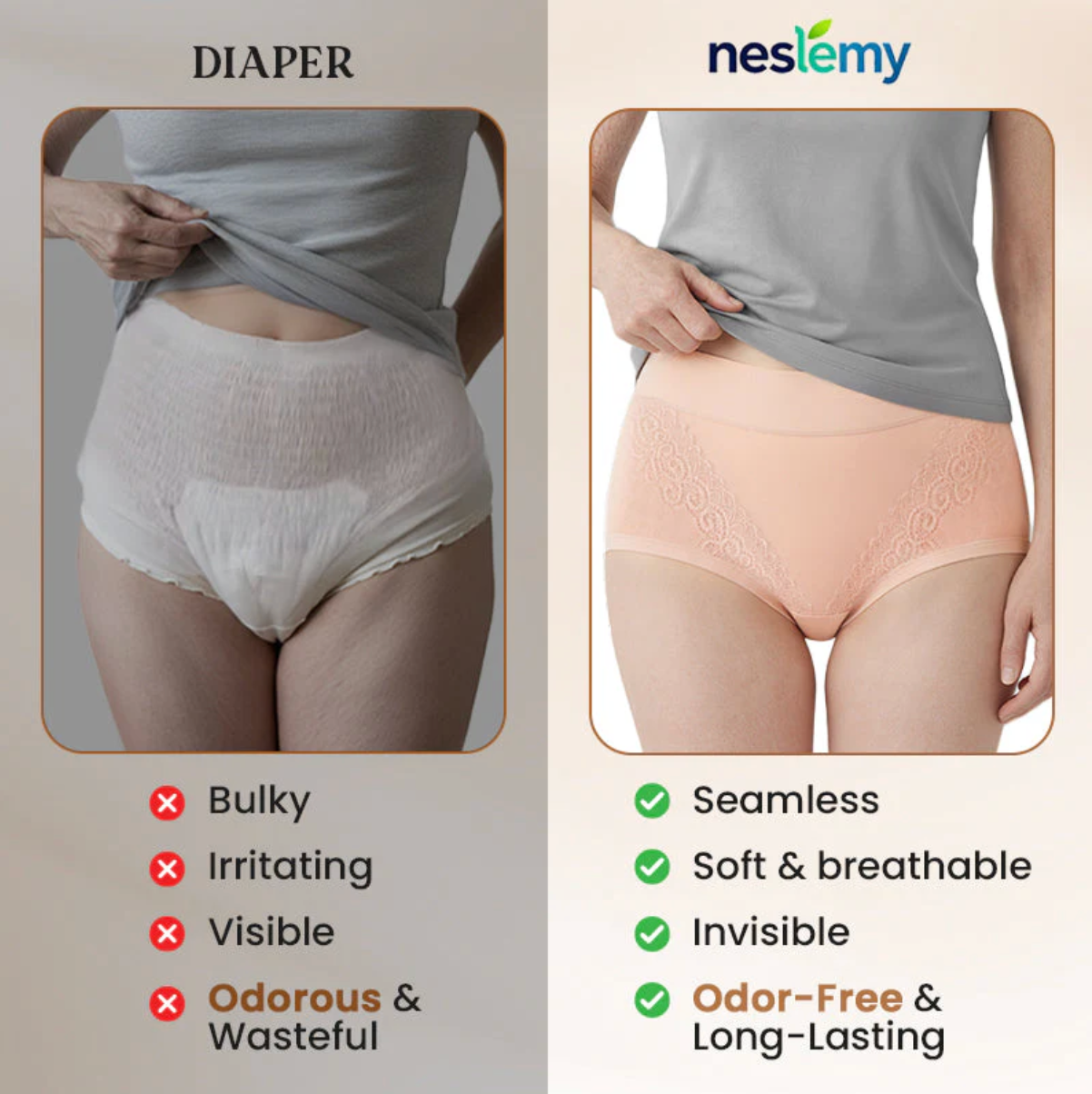 Elegant, Comfortabele Hoge Taille Lekvrije Onderbroeken voor Ouderen