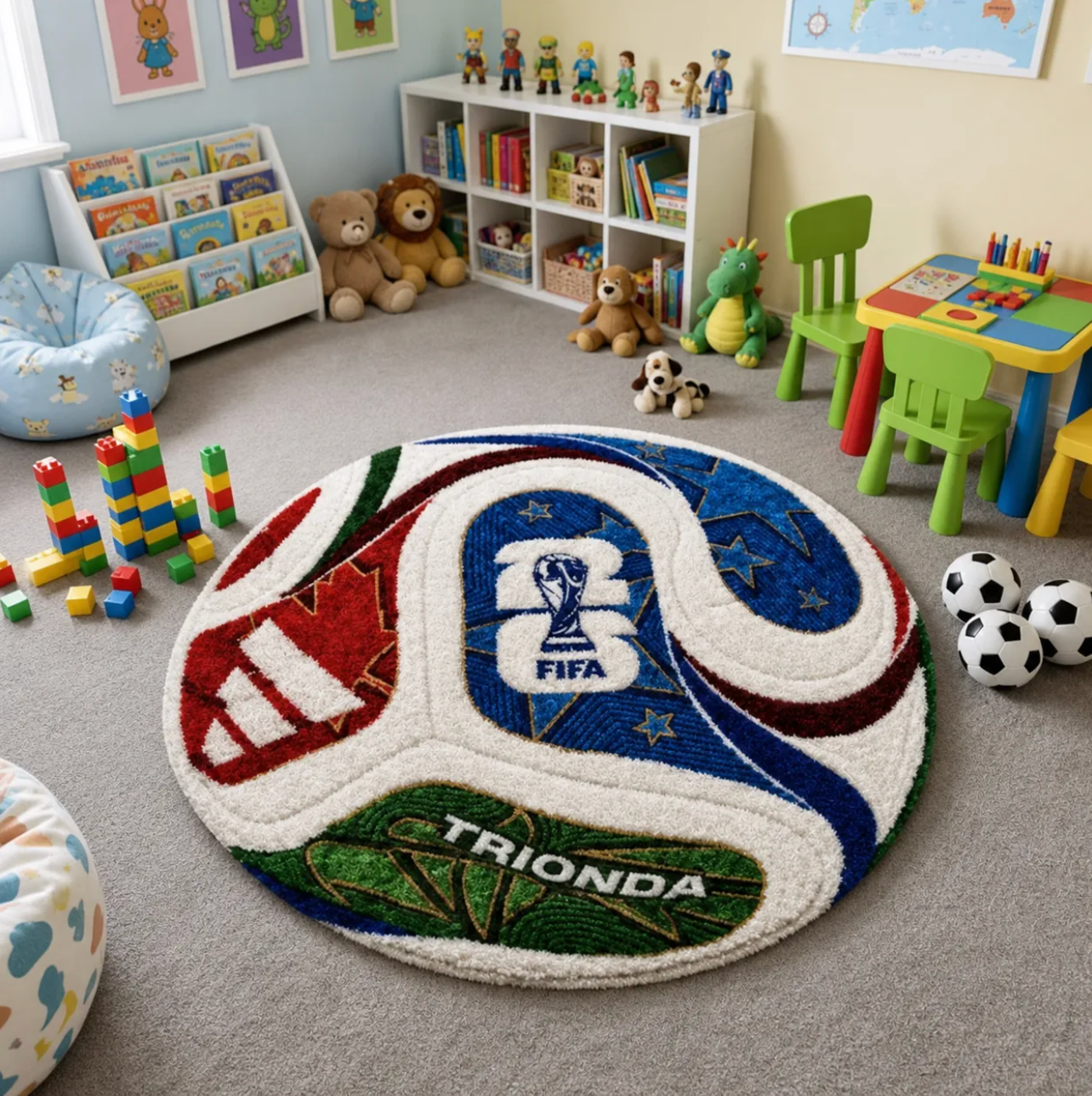 2026 World Cup Soccer Ball Round Tufted Rug