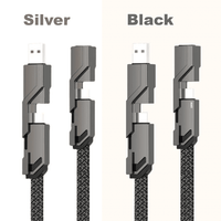 4-in-1 Flat Braided Anti-Tangle Charger Cord with Velcro