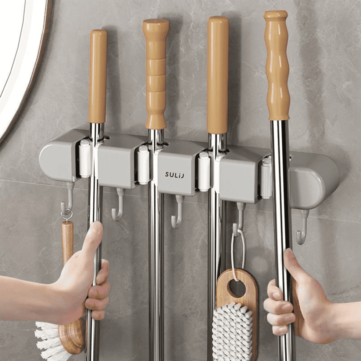 Punch Free Multifunctional Mop Holder