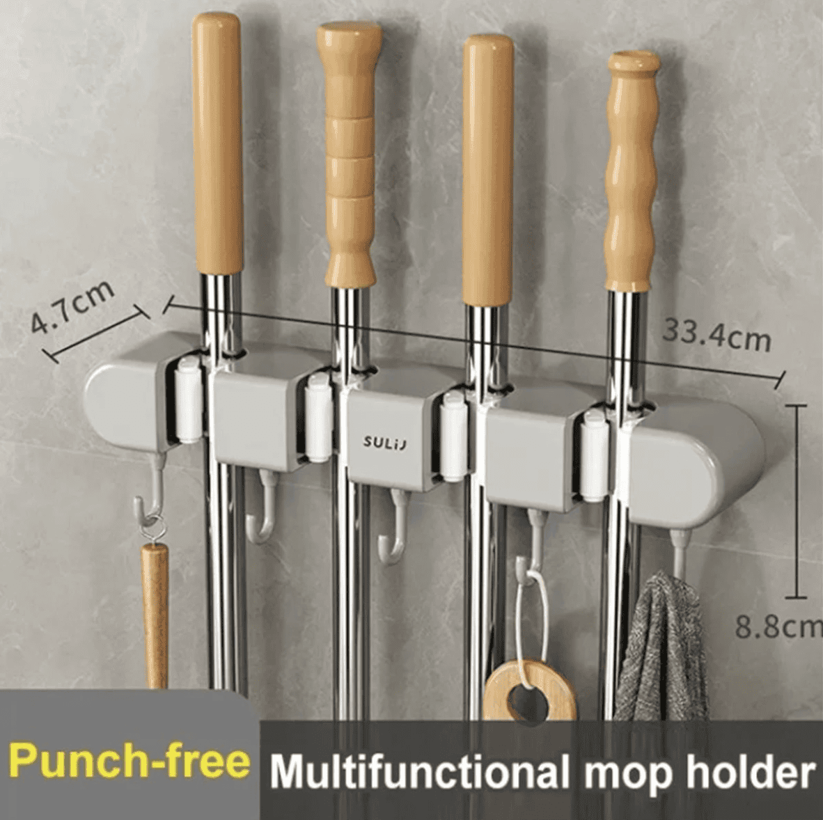 Punch Free Multifunctional Mop Holder