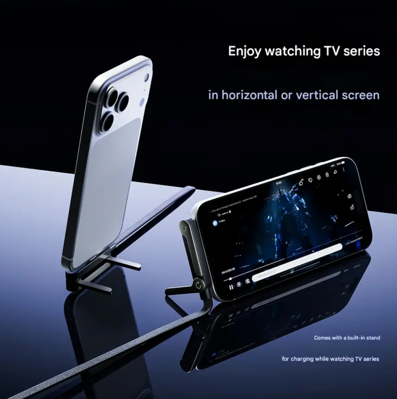 2-in-1 Onzichtbare Houder Oplaadkabel – Snelle Oplaadkabel met Ingebouwde Telefoonstandaard