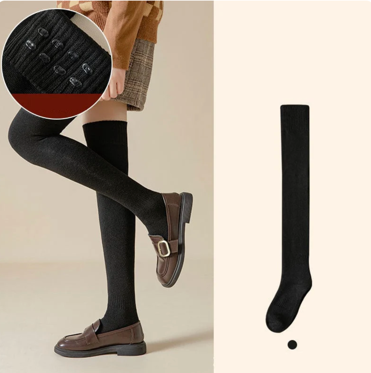 🧦 Medias gruesas hasta la rodilla – La combinación perfecta de calor y estilo