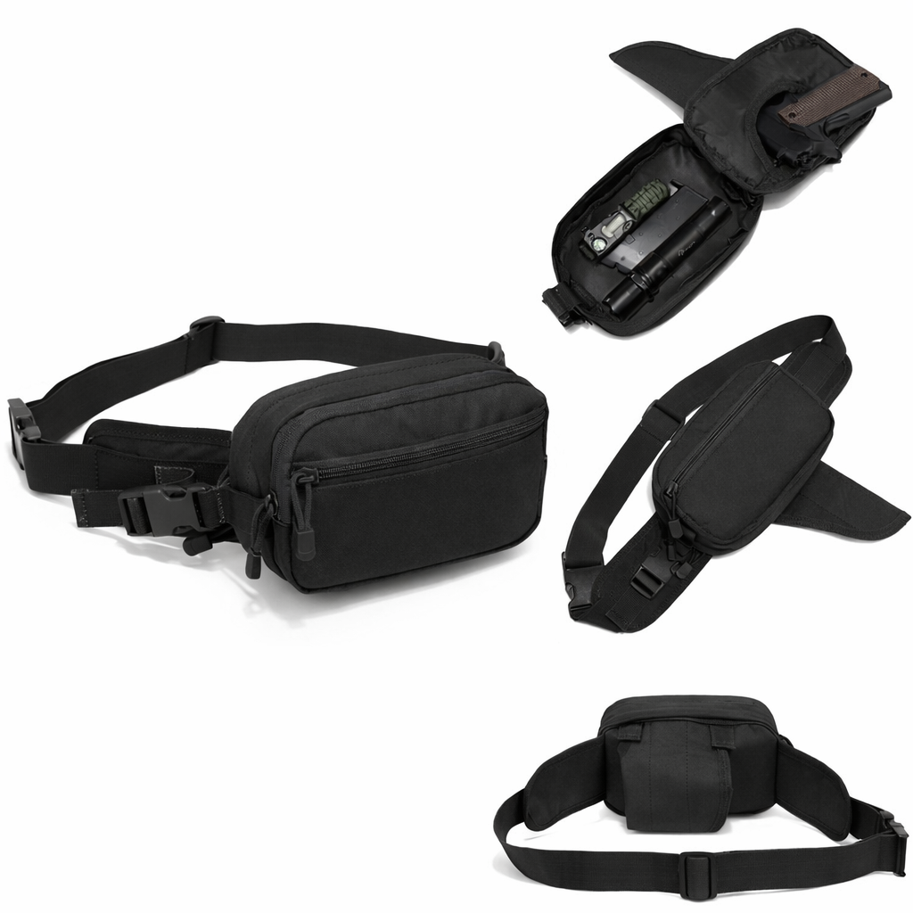 Multifunctional Concealed Carry Hip Bag with Rapid-Access Holster