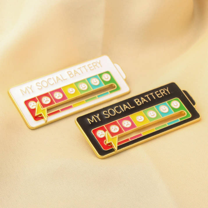 My Social Battery Pin Slider 7 days Mood Brooch