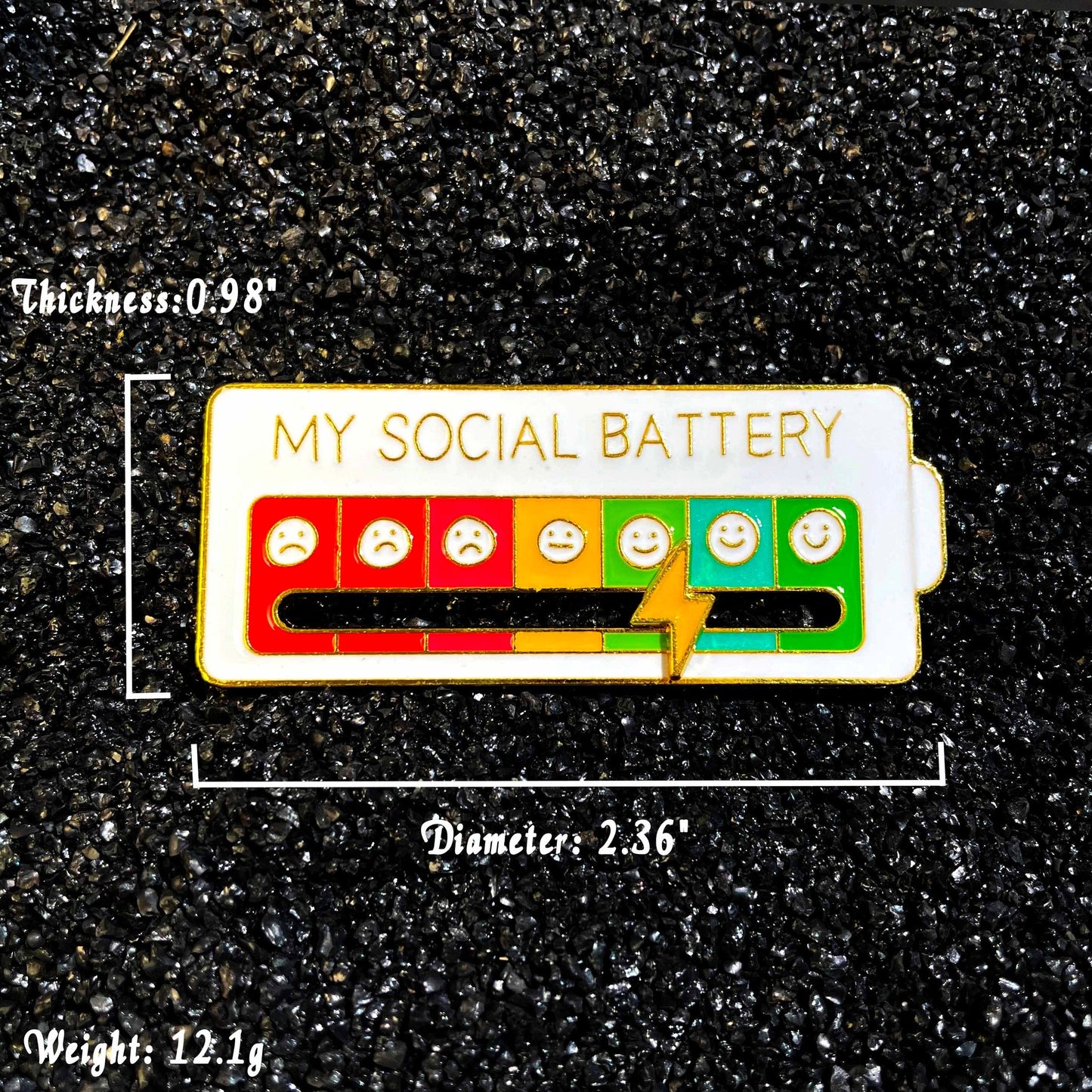 My Social Battery Pin Slider 7 days Mood Brooch