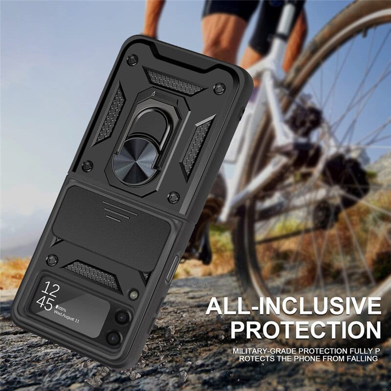 Drop Tested Cover with Magnetic Kickstand Car Mount Protective Case for Samsung Galaxy Z Flip3 Flip4 5G