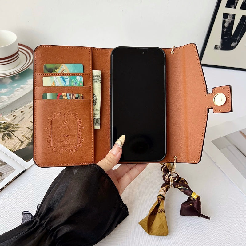 Letter Holster Scarf Chain Wallet Case For Samsung S23 Utra / S24 Ultra / S25 Ultra