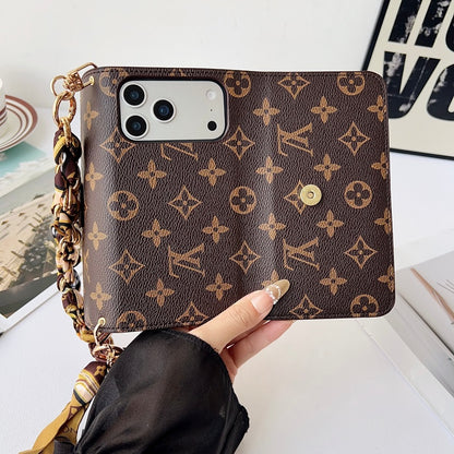 Letter Holster Scarf Chain Wallet Case For Samsung S23 Utra / S24 Ultra / S25 Ultra