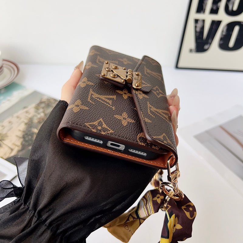 Letter Holster Scarf Chain Wallet Case For Samsung S23 Utra / S24 Ultra / S25 Ultra