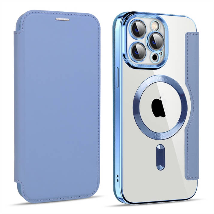 Transparent Electroplated Magnetic Leather Flip Case