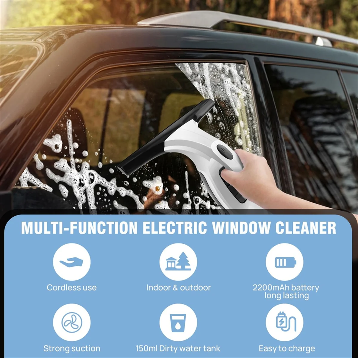 Rechargeable Window Vacuum Cleaner with Squeegee