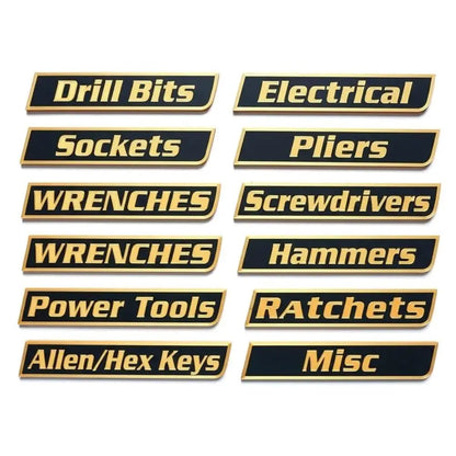Aangepaste Premium Magnetische Gereedschapskistetiketten voor Gereedschapsorganisatie - 12 Stuks Hoogwaardige 3D 💯Geprinte Gepersonaliseerde Magneten💯